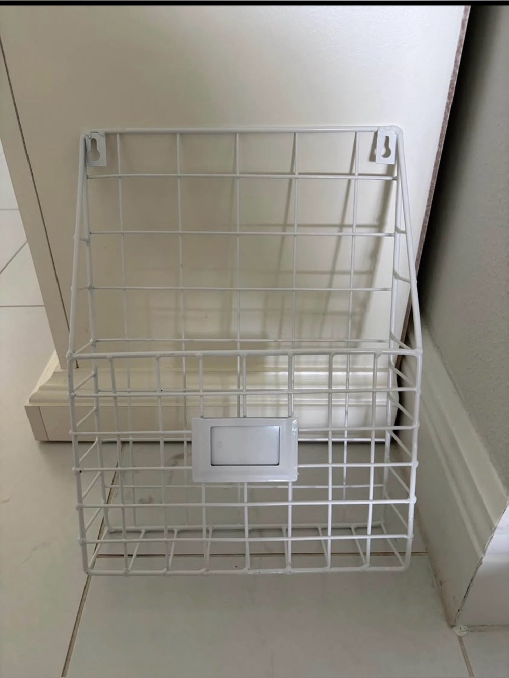 White Wire Wall-Mount Storage Basket